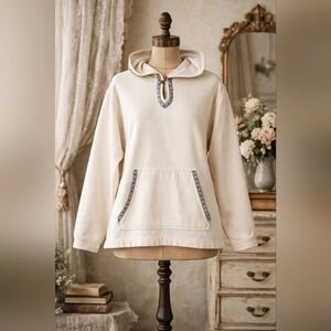 Vintage Northern Reflections Hoodie Sweatshirt L/G Cream Cottagecore 90s Trim